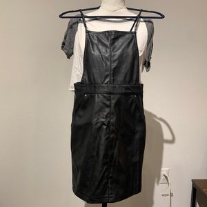 H&M faux leather overall dress